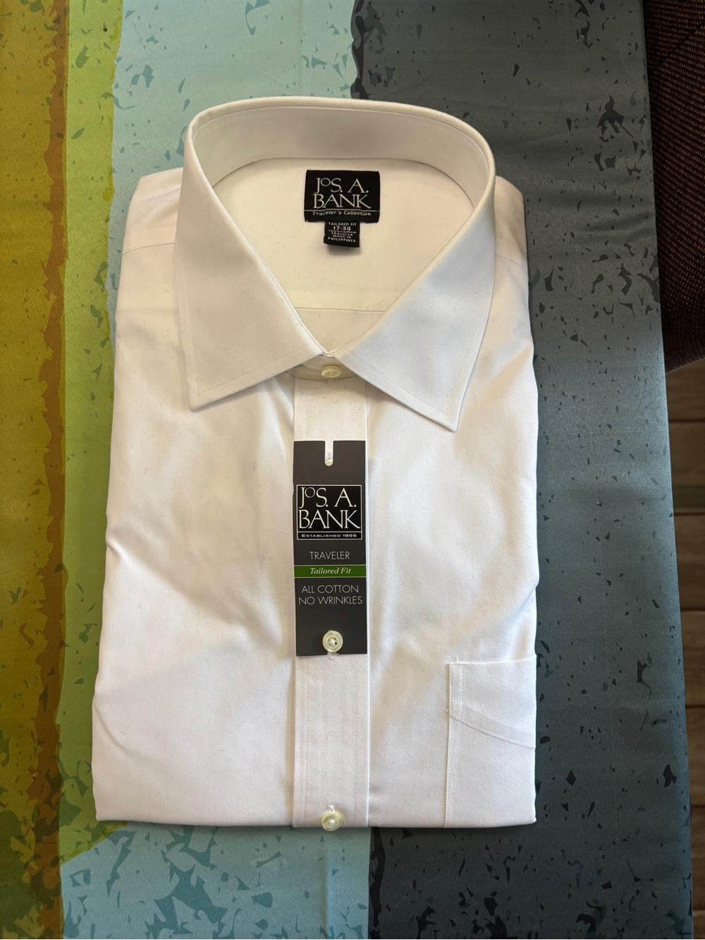 Jos. A. Bank White Traveler Tailored Fit Dress Shirt - Classic Point Collar